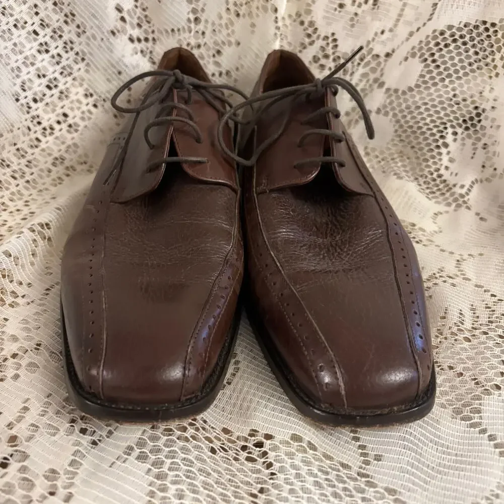 Bachrach Men's US 11 Brown Leather Derby Dress Shoes